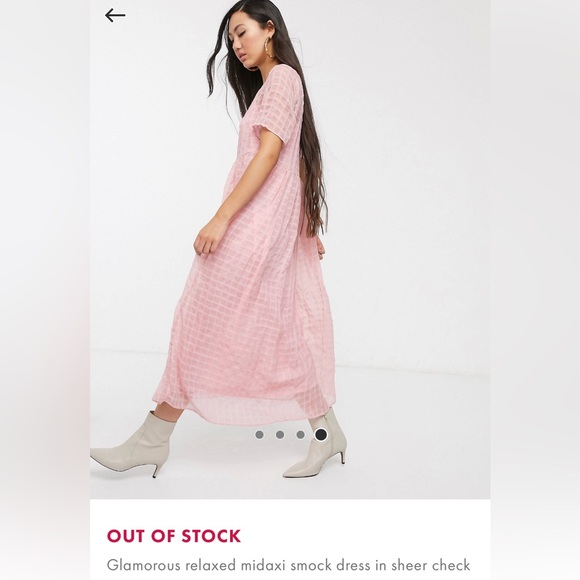 ASOS midi maxi dress light pink sheer check - Picture 4 of 4